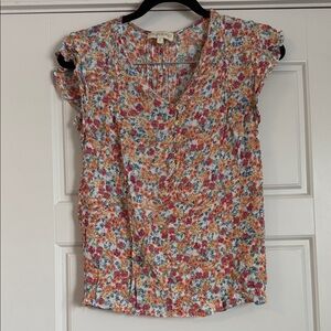American Eagle Outfitters Floral Blouse - Red, Blue, Orange